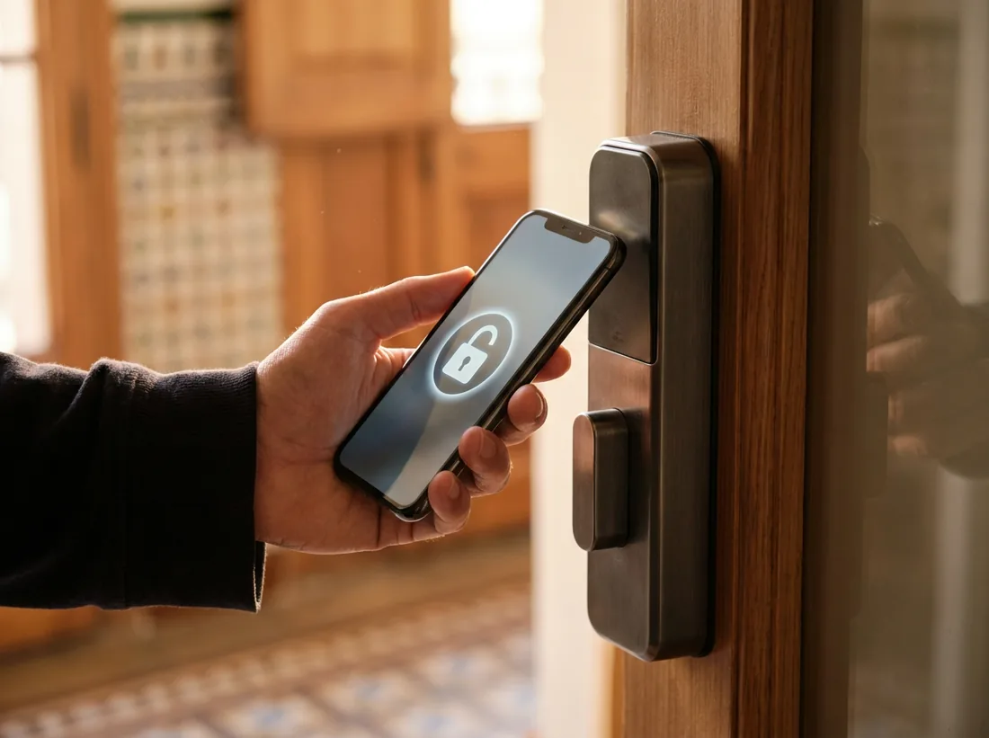 Cerradura inteligente controlada desde el móvil en una vivienda de Barcelona